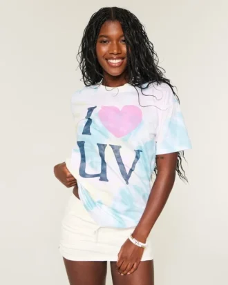 Oversized Tie-Dye I Heart UV Graphic Tee