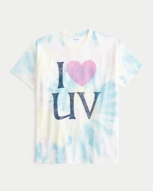 Oversized Tie-Dye I Heart UV Graphic Tee Oversized Tie-Dye I Heart UV Graphic Tee