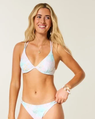 Pattern Strappy Back Underwire Bikini Top