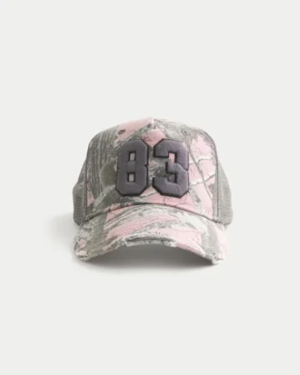 Pink Camo Number Graphic Trucker Hat