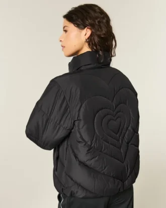 Quilted Heart Zip-Up Puffer Jacket Quilted Heart Zip-Up Puffer Jacket