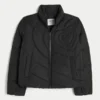 Quilted Heart Zip-Up Puffer Jacket
