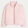 Quilted Heart Zip-Up Puffer Jacket