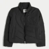 Quilted Heart Zip-Up Puffer Jacket