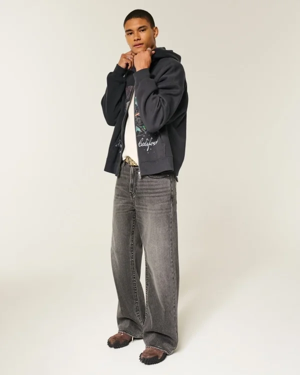 Rectangle Fit Someday Tomorrow Graphic Embellished Zip-Up Hoodie Rectangle Fit Someday Tomorrow Graphic Embellished Zip-Up Hoodie