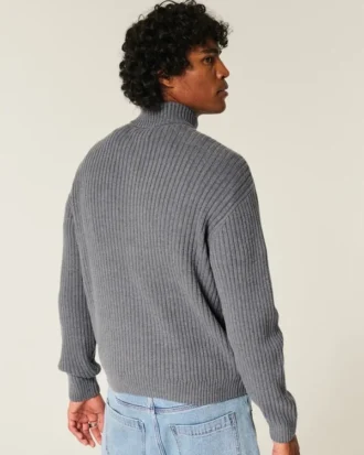 Relaxed Graphic Zip-Up Sweater