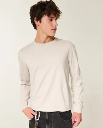 Relaxed Long-Sleeve Cotton Crew T-Shirt