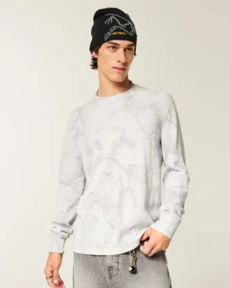Relaxed Long-Sleeve Thermal Crew Camo T-Shirt