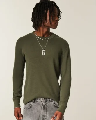 Relaxed Long-Sleeve Thermal Crew T-Shirt
