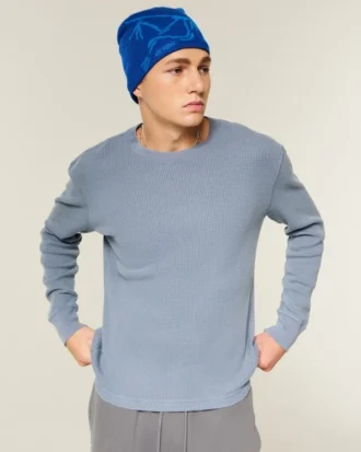 Relaxed Long-Sleeve Thermal Crew T-Shirt