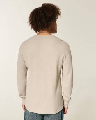 Relaxed Long-Sleeve Thermal Crew T-Shirt