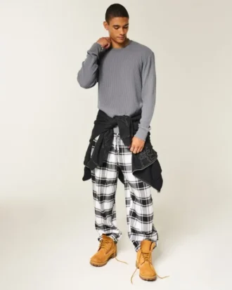 Relaxed Long-Sleeve Thermal Crew T-Shirt