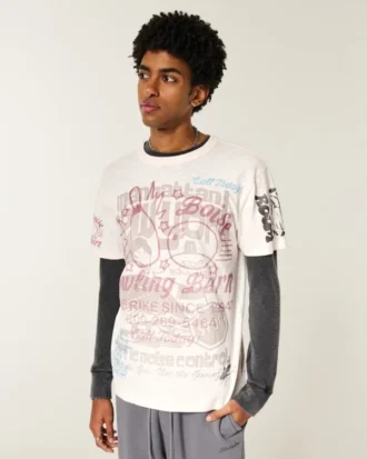 Relaxed Mixed Graphic Tee