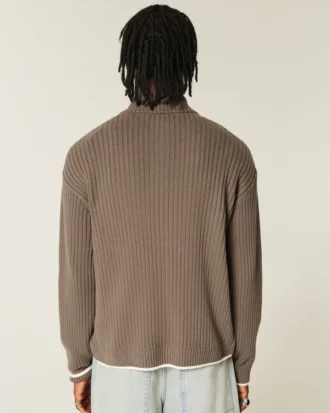 Relaxed Number Graphic Zip-Up Sweater