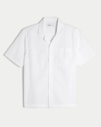 Relaxed Short-Sleeve Button-Through Shirt