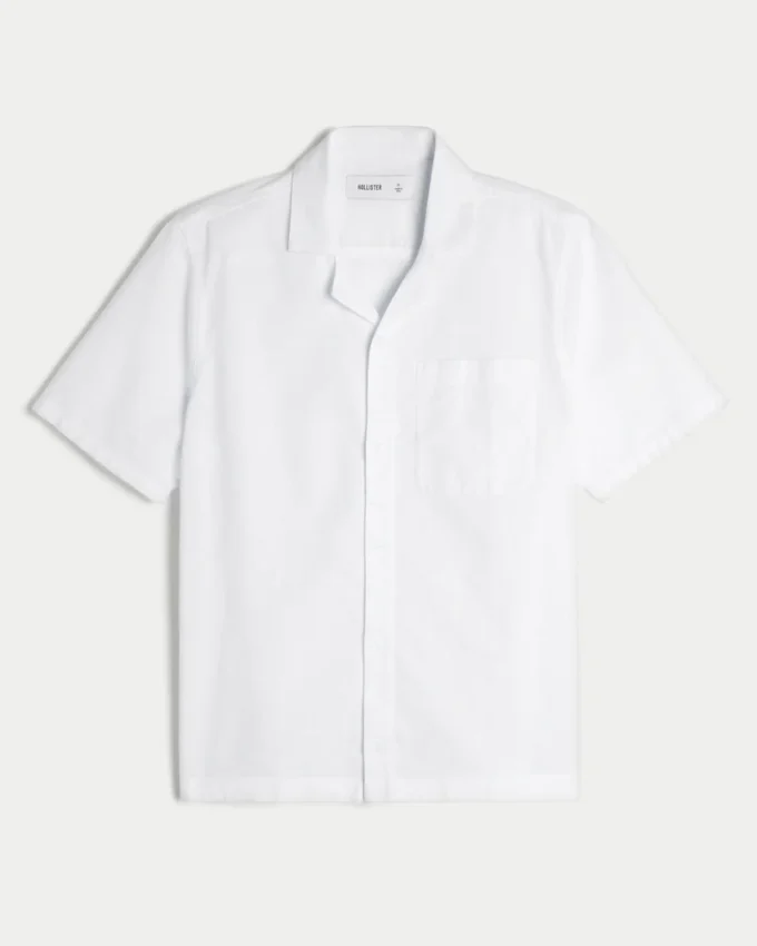 Relaxed Short-Sleeve Button-Through Shirt