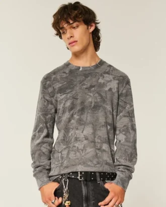 Relaxed Thermal Long-Sleeve Camo Crew Shirt
