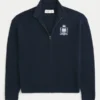 Relaxed Zip-Up Emblem Sweater