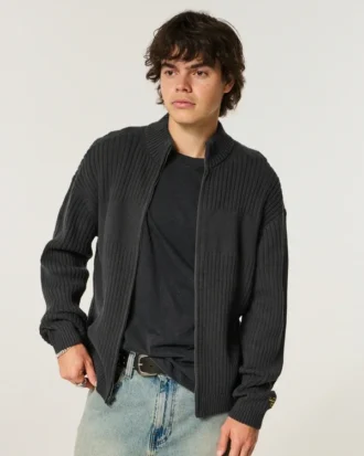 Relaxed Zip-Up Sweater