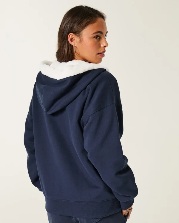 Reversible Faux Fur-Lined Fleece Zip-Up Hoodie Reversible Faux Fur-Lined Fleece Zip-Up Hoodie