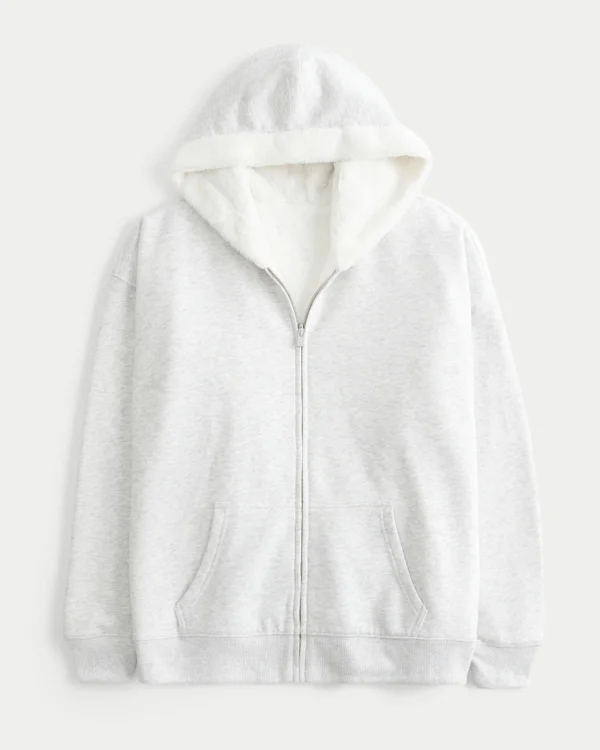 Reversible Faux Fur-Lined Fleece Zip-Up Hoodie Reversible Faux Fur-Lined Fleece Zip-Up Hoodie