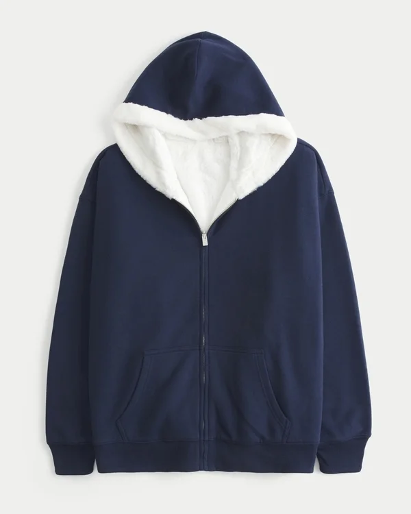 Reversible Faux Fur-Lined Fleece Zip-Up Hoodie Reversible Faux Fur-Lined Fleece Zip-Up Hoodie