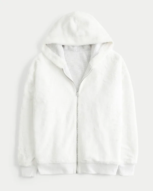 Reversible Faux Fur-Lined Fleece Zip-Up Hoodie Reversible Faux Fur-Lined Fleece Zip-Up Hoodie