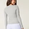 Ribbed Seamless Fabric Long-Sleeve Top