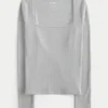Ribbed Seamless Fabric Long-Sleeve Top