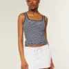 Ribbed Seamless Fabric Square-Neck Tank