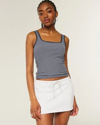 Ribbed Seamless Fabric Square-Neck Tank