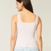 Ribbed Seamless Fabric Square-Neck Tank