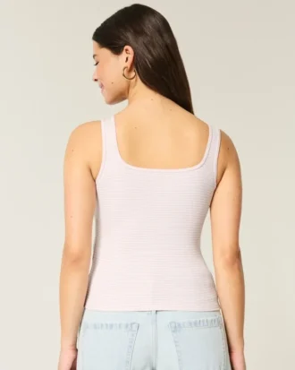 Ribbed Seamless Fabric Square-Neck Tank