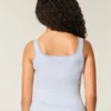 Ribbed Seamless Fabric Square-Neck Tank