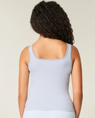 Ribbed Seamless Fabric Square-Neck Tank