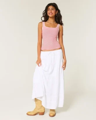 Ribbed Seamless Fabric Square-Neck Tank