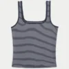 Ribbed Seamless Fabric Square-Neck Tank