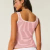 Ribbed Seamless Fabric Square-Neck Tank