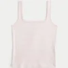 Ribbed Seamless Fabric Square-Neck Tank