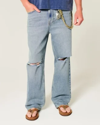Ripped Medium Wash Baggy Jeans