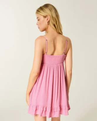 Rope Trim Babydoll Mini Dress