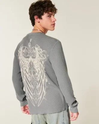 Rose & Angel Wings Graphic Thermal Shirt