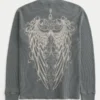 Rose & Angel Wings Graphic Thermal Shirt