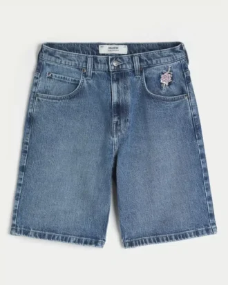 Rose Graphic Baggy Denim Shorts Rose Graphic Baggy Denim Shorts