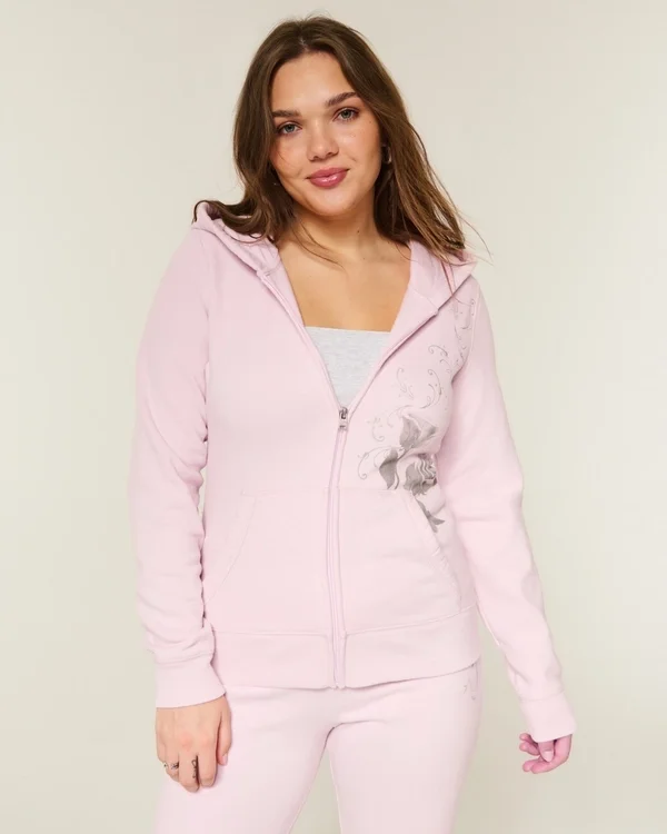 Rose Graphic Zip-Up Hoodie Rose Graphic Zip-Up Hoodie