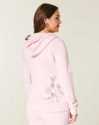 Rose Graphic Zip-Up Hoodie