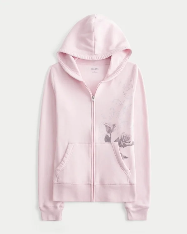 Rose Graphic Zip-Up Hoodie Rose Graphic Zip-Up Hoodie