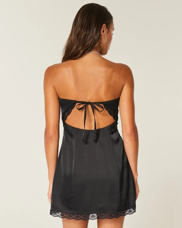 Satin Strapless Bow Bodycon Dress Satin Strapless Bow Bodycon Dress