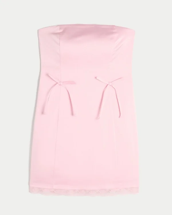 Satin Strapless Bow Bodycon Dress Satin Strapless Bow Bodycon Dress