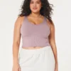 Seamless Ribbed Fabric V-Neck Tank